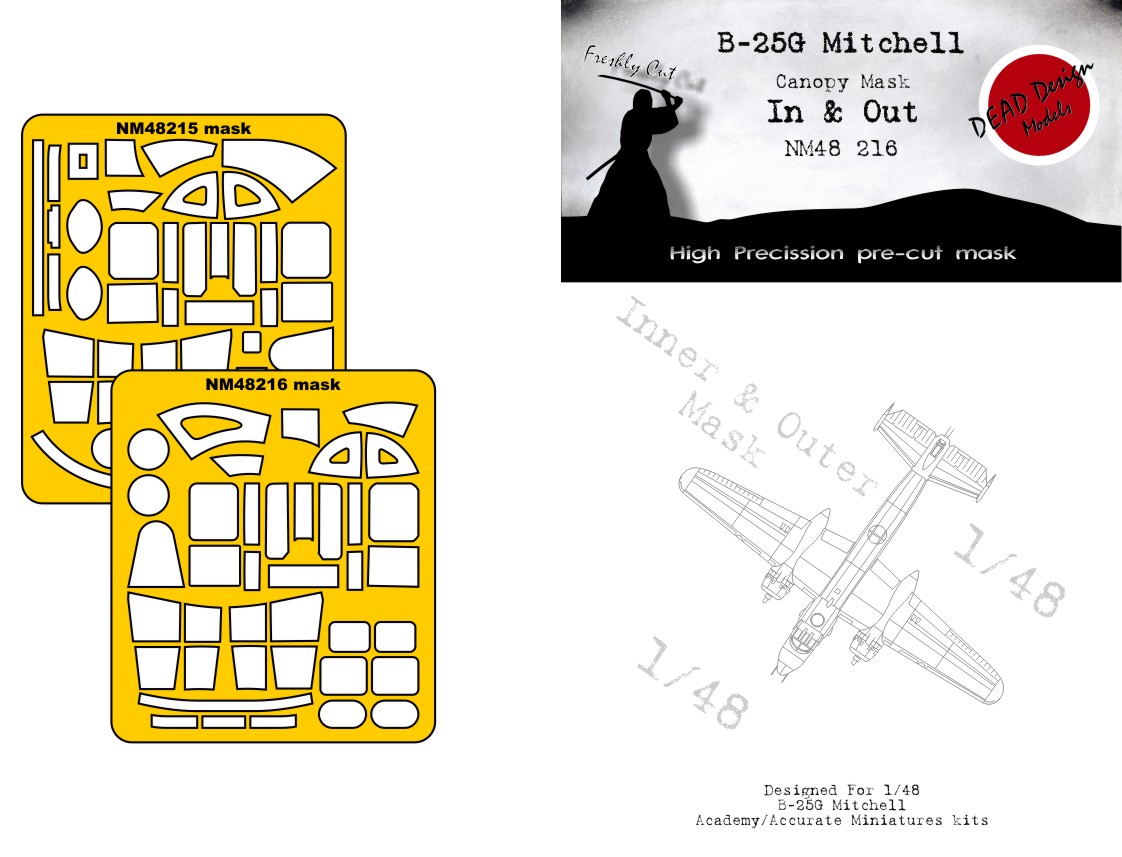 Dead Design DDMNM48216 1:48 B-25G Mitchell Canopy Frame Mask