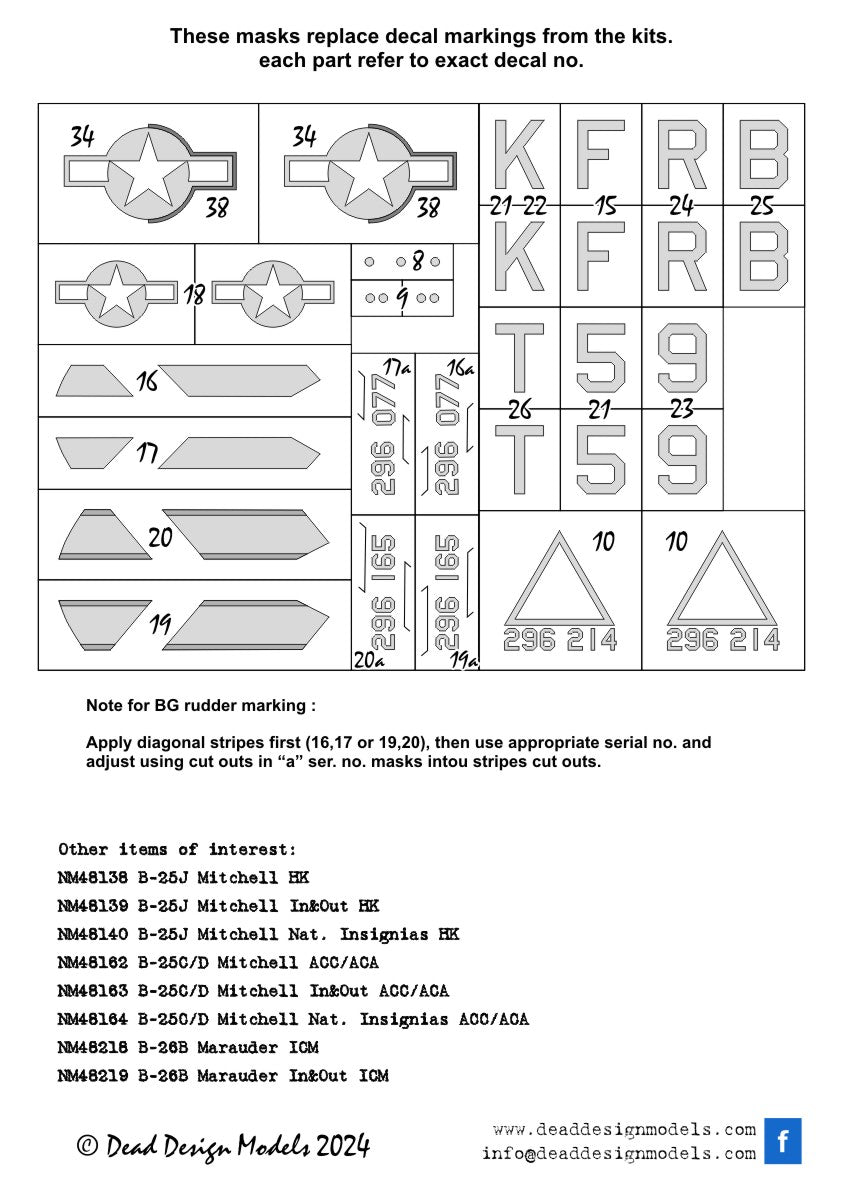 Dead Design Models DDMNM48220 1:48 Martin B-26B Marauder Markings