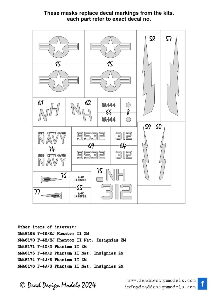 Dead Design Models DDMNM48270 1:48 Douglas A-4B/A-4C Skyhawk National Insignias
