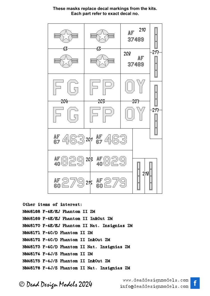 Dead Design Models DDMNM48279 1:48  F-4C/D Phantom II National Insignias