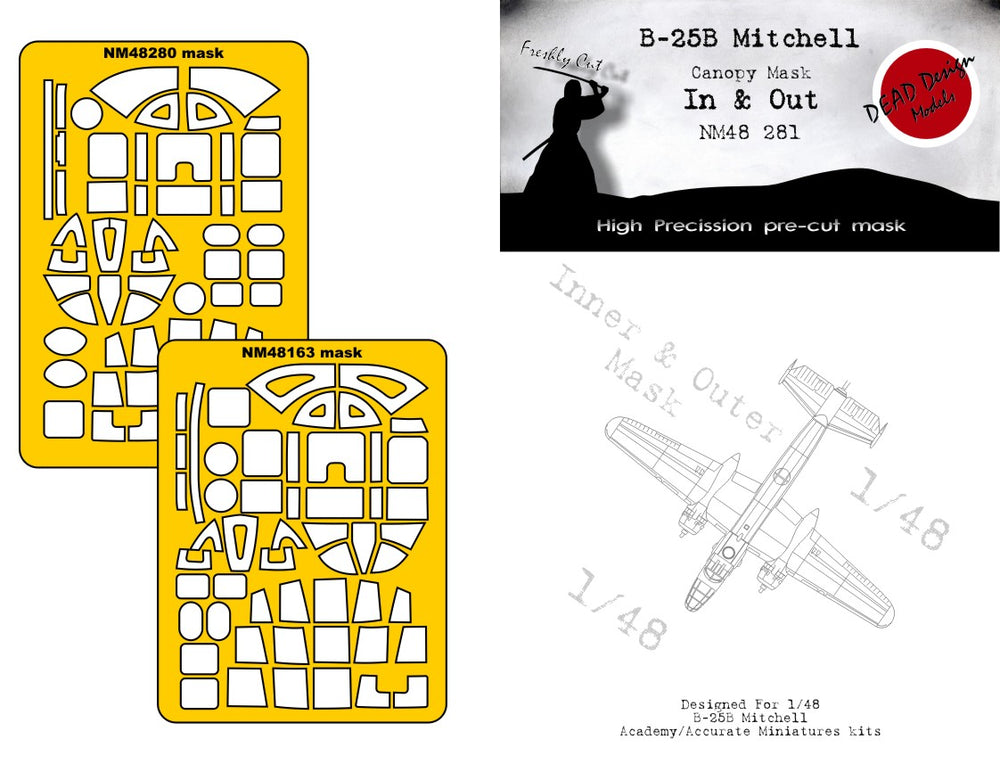 Dead Design DDMNM48281 1:48 B-25B Mitchell Canopy Frame Mask