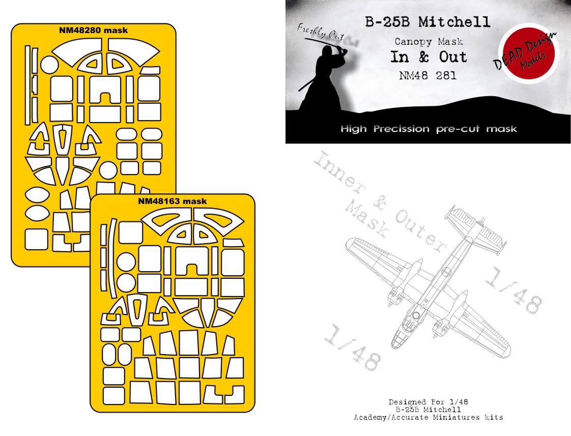 Dead Design DDMNM48281 1:48 B-25B Mitchell Canopy Frame Mask