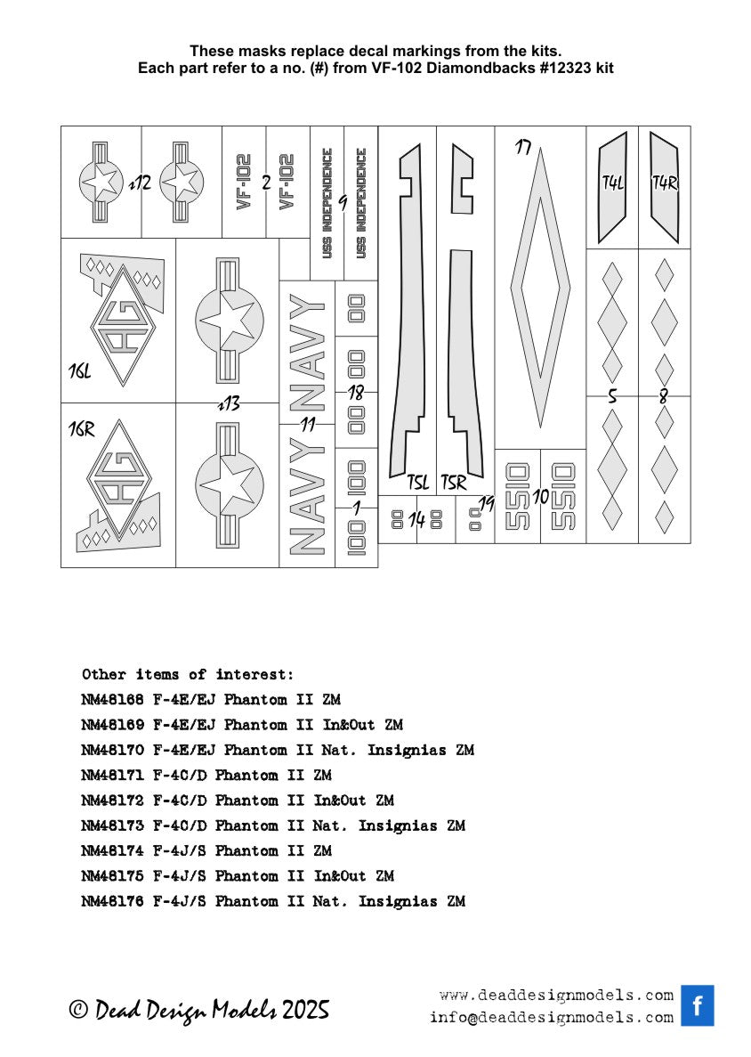 Dead Design Models DDMNM48294 1:48  F-4J/S Phantom II National Insignias