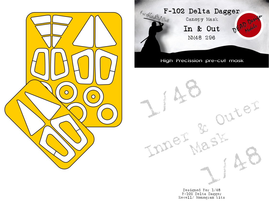 Dead Design DDMNM48296 1:48 F-102A Delta Dagger Canopy Frame Mask