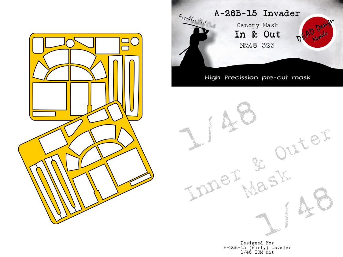 Dead Design Models DDMNM48323 1:48 Douglas A-26B-15 Invader canopy mask