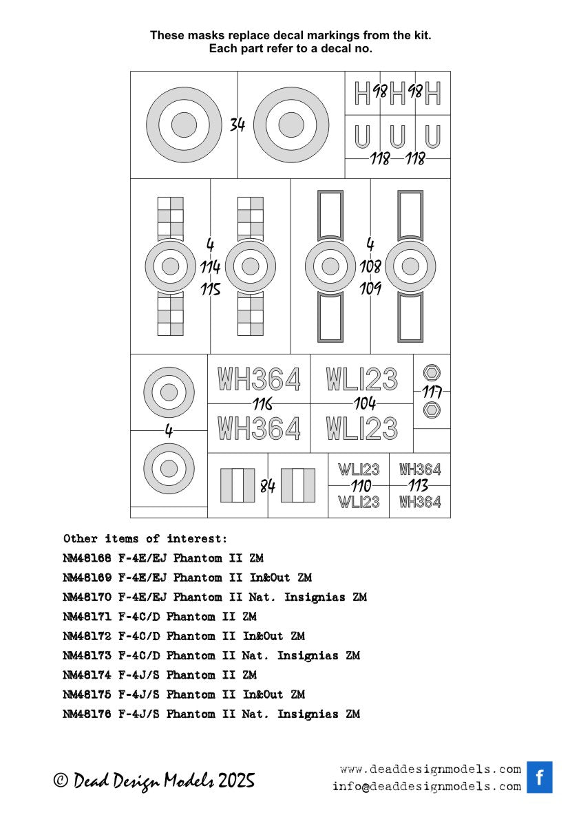 Dead Design Models DDMNM48335 1:48 Gloster Meteor F.8 National Insignias