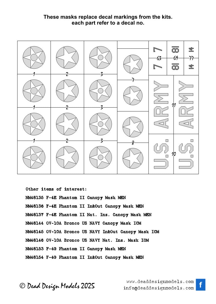 Dead Design DDMNM48356 1:48 P-40E Warhawk National Insignia Masks