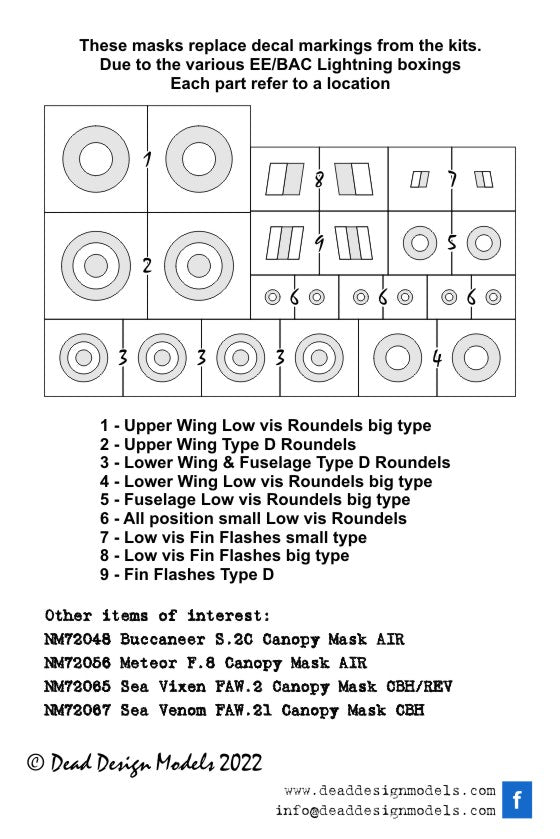 Dead Design Models DDMNM72051 1:72 BAC/EE Lightning F.6 national insignia