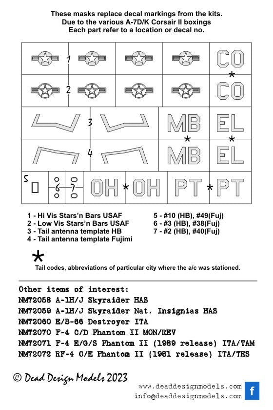Dead Design Models DDMNM72090 1:72 LTV A-7D/A-7K Corsair II National Insignia