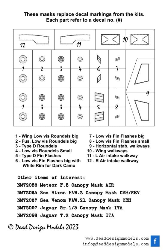 Dead Design Models DDMNM72099 1:72 Sepecat JaguarGR.3/T.2 national insignia