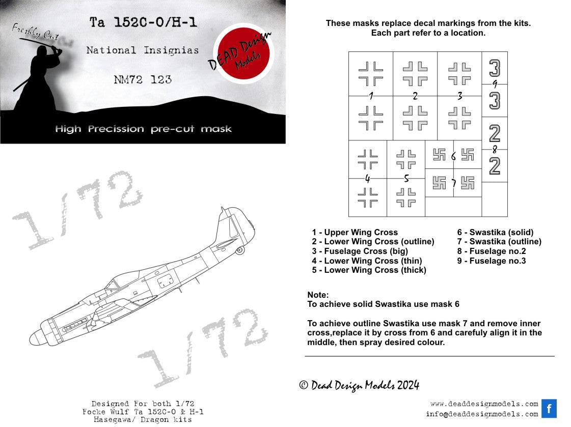 Dead Design Models DDMNM72123 1:72 Focke-Wulf Ta-152H National Insignia