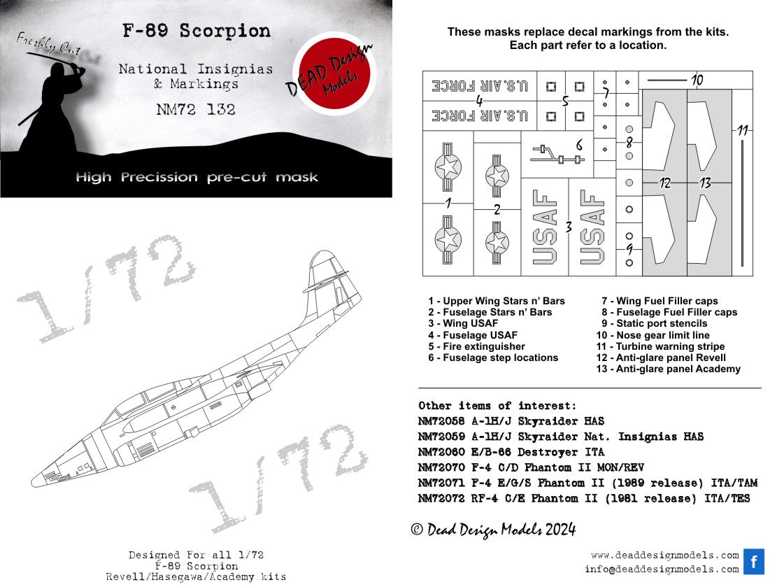 Dead Design DDMNM72132 1:72 F-89D/J/H Scorpion National Insignia