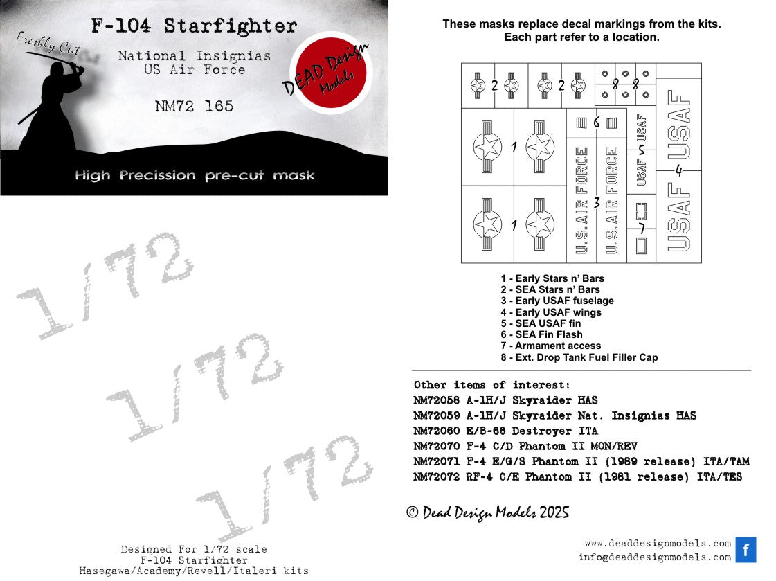 Dead Design Models DDMNM72165 1:72 Lockheed F-104 Starfighter National Insignia