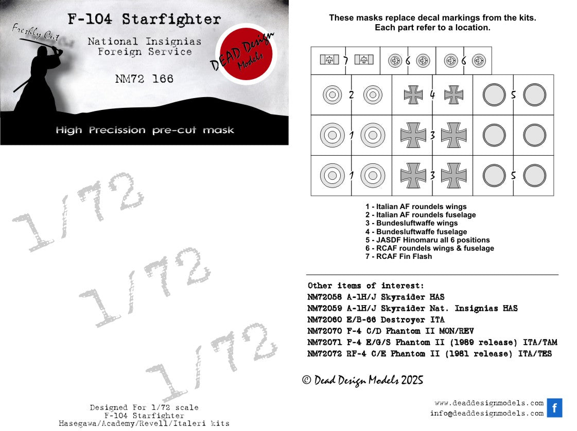 Dead Design DDMNM72166 1:72 F-104 Starfighter National Insignia