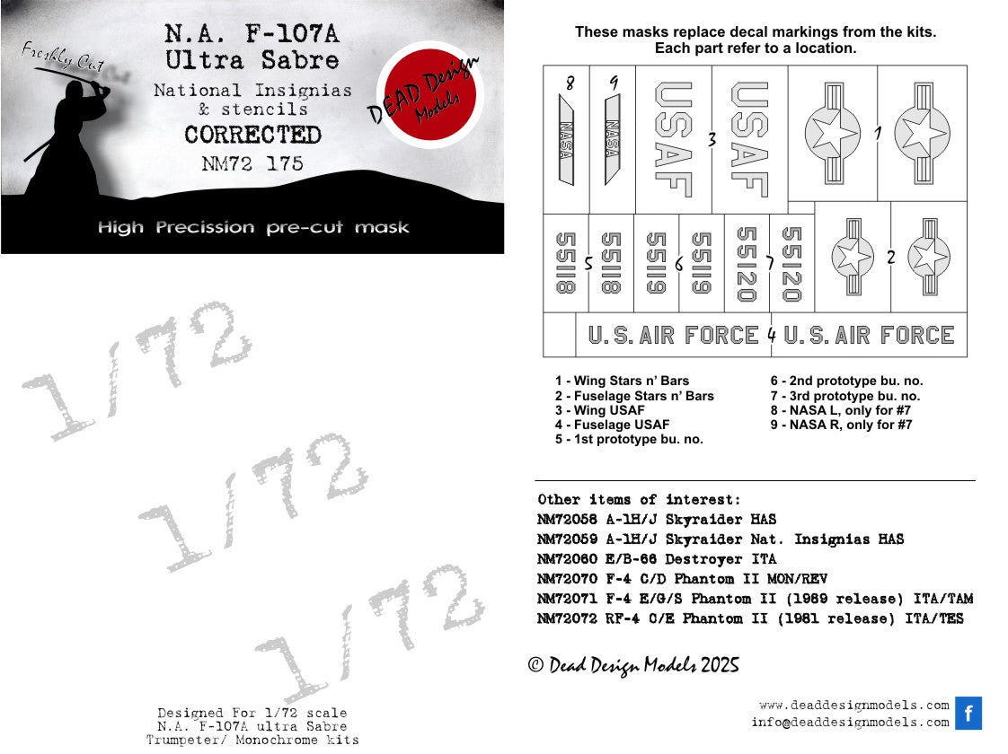 Dead Design Models DDMNM72175 1:72 F-107 Ultra Sabre National Insignia