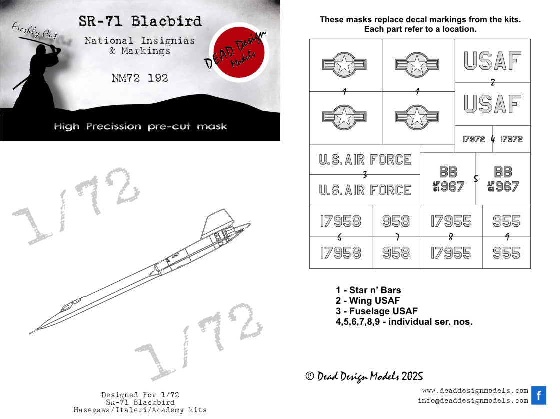 Dead Design Models DDMNM72192 1:72 Lockheed SR-71 Blackbird National Insignia