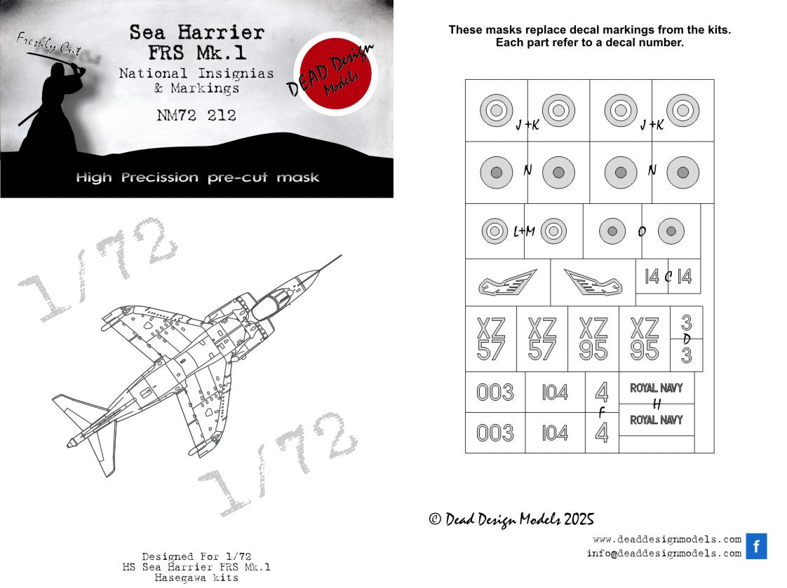 Dead Design Models DDMNM72212 1:72 BAe Sea Harrier FRS.1 National Insignia
