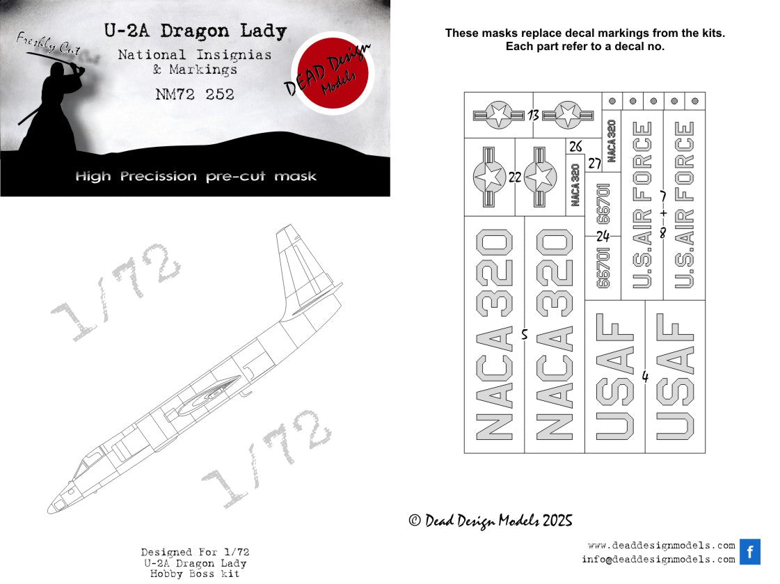 Dead Design Models DDMNM72252 1:72 Lockheed U-2A National Insignia paint masks