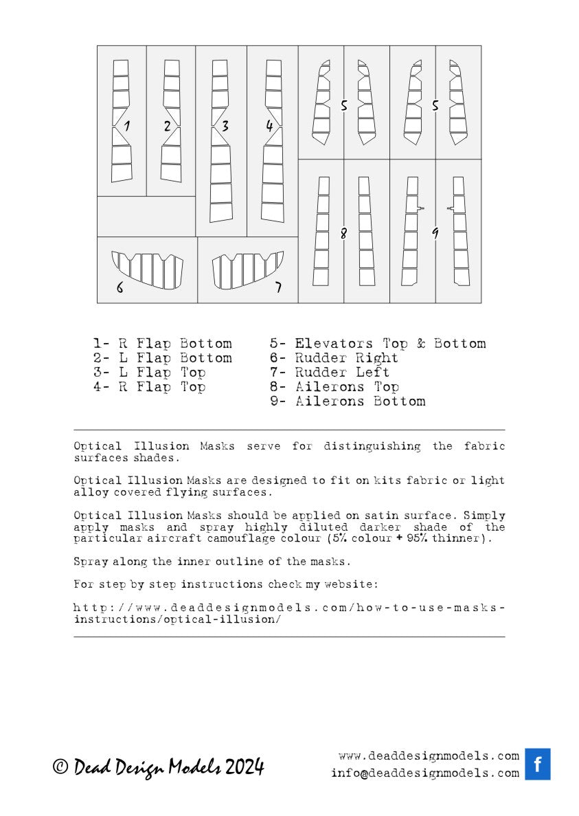 Dead Design DDMSM32021 1:32 Bf-109E 3D Effect Control Surface Mask