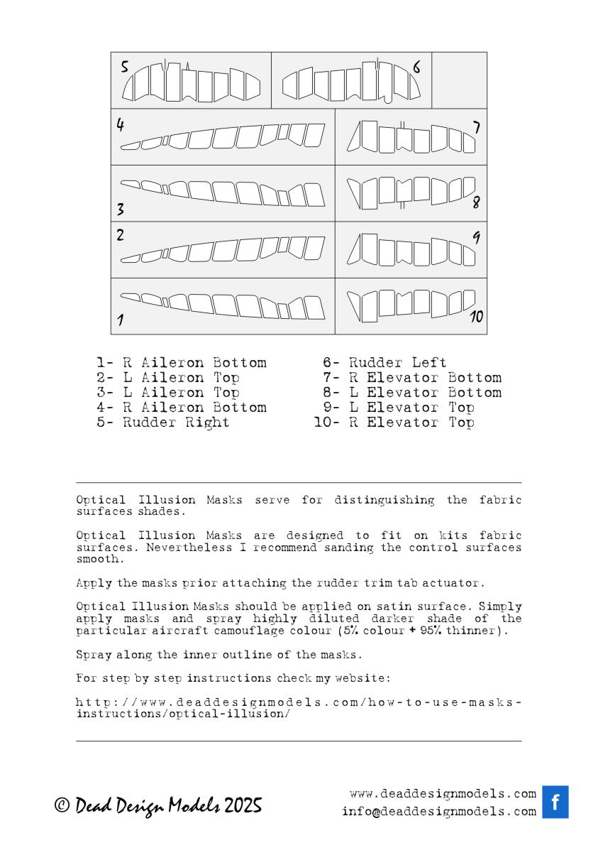 Dead Design DDMSM32029 1:32 Spitfire Mk.I 3D Control Surface Mask