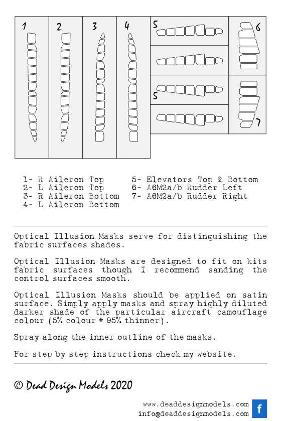 Dead Design DDMSM48010 1:48 A6M3 Zero m.22 3D Control Surface Mask