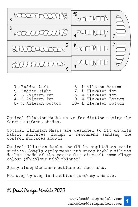 Dead Design DDMSM48013 1:48 Ki-43-II Hayabusa 3D Control Surface Mask