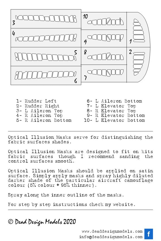 Dead Design DDMSM48014 1:48 Ki-43-II Hayabusa 3D Control Surface Mask