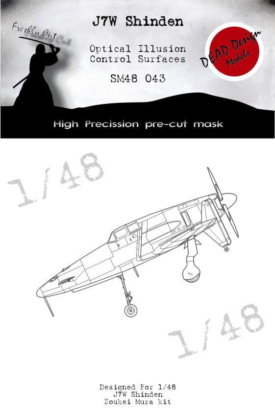 Dead Design DDMSM48043 1:48 J7W Shinden 3D Effect Control Surface Mask