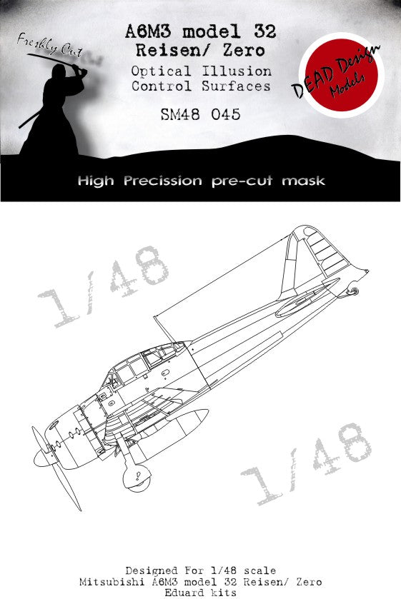Dead Design DDMSM48045 1:48 A6M3 Zero m.32 3D Control Surface Mask