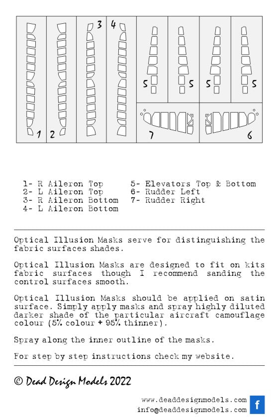 Dead Design DDMSM48045 1:48 A6M3 Zero m.32 3D Control Surface Mask