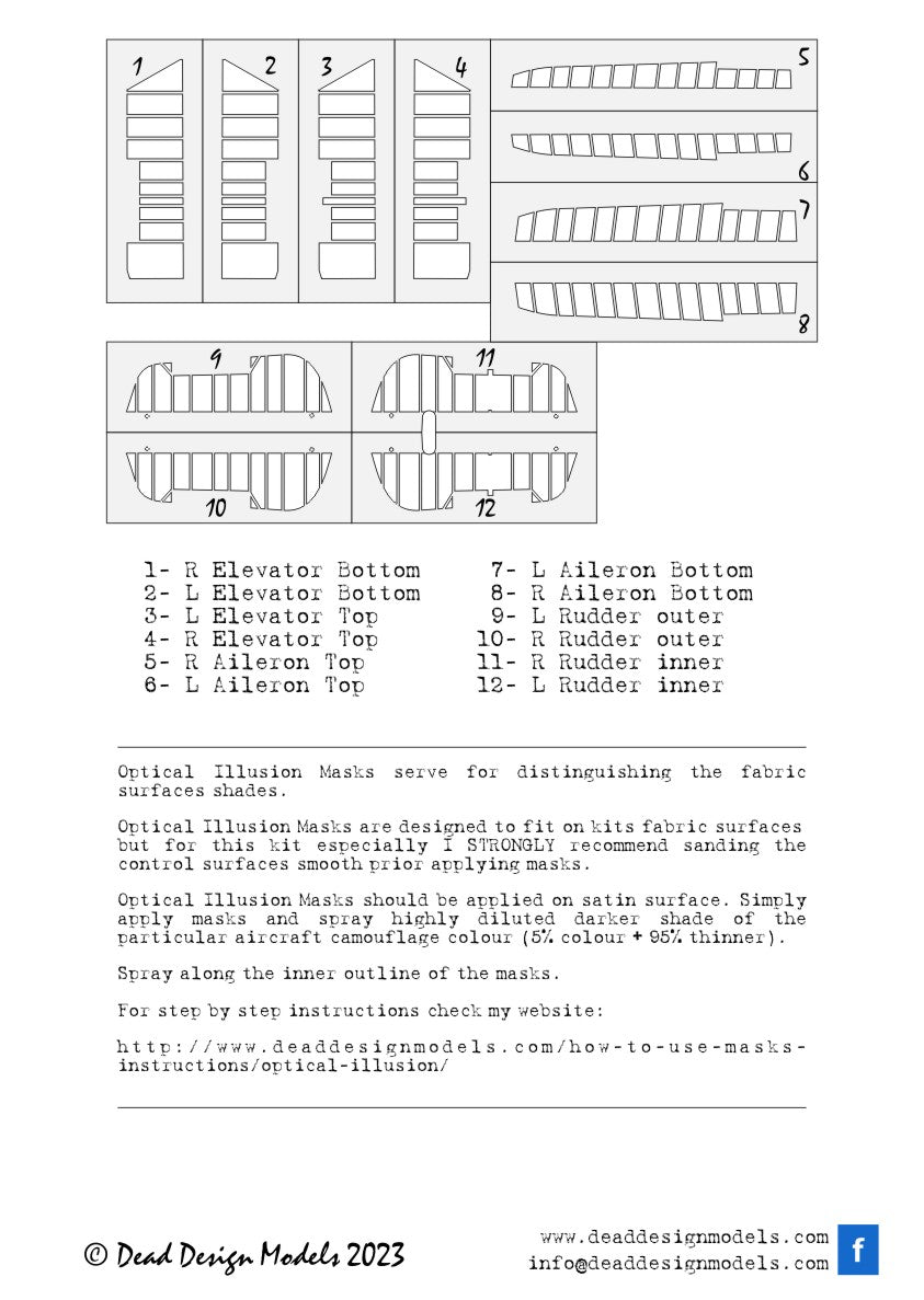 Dead Design DDMSM48048 1:48 B-25J 3D Effect Control Surface Mask