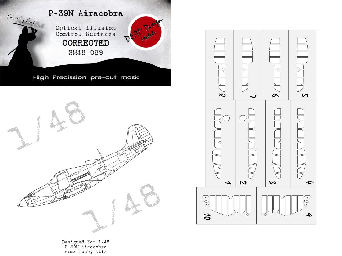 Dead Design DDMSM48069 1:48 P-39N Airacobra 3D Control Surface Mask