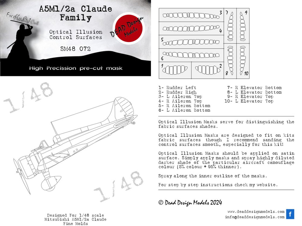 Dead Design DDMSM48072 1:48 A5M1/2 Early 3D Control Surface Mask