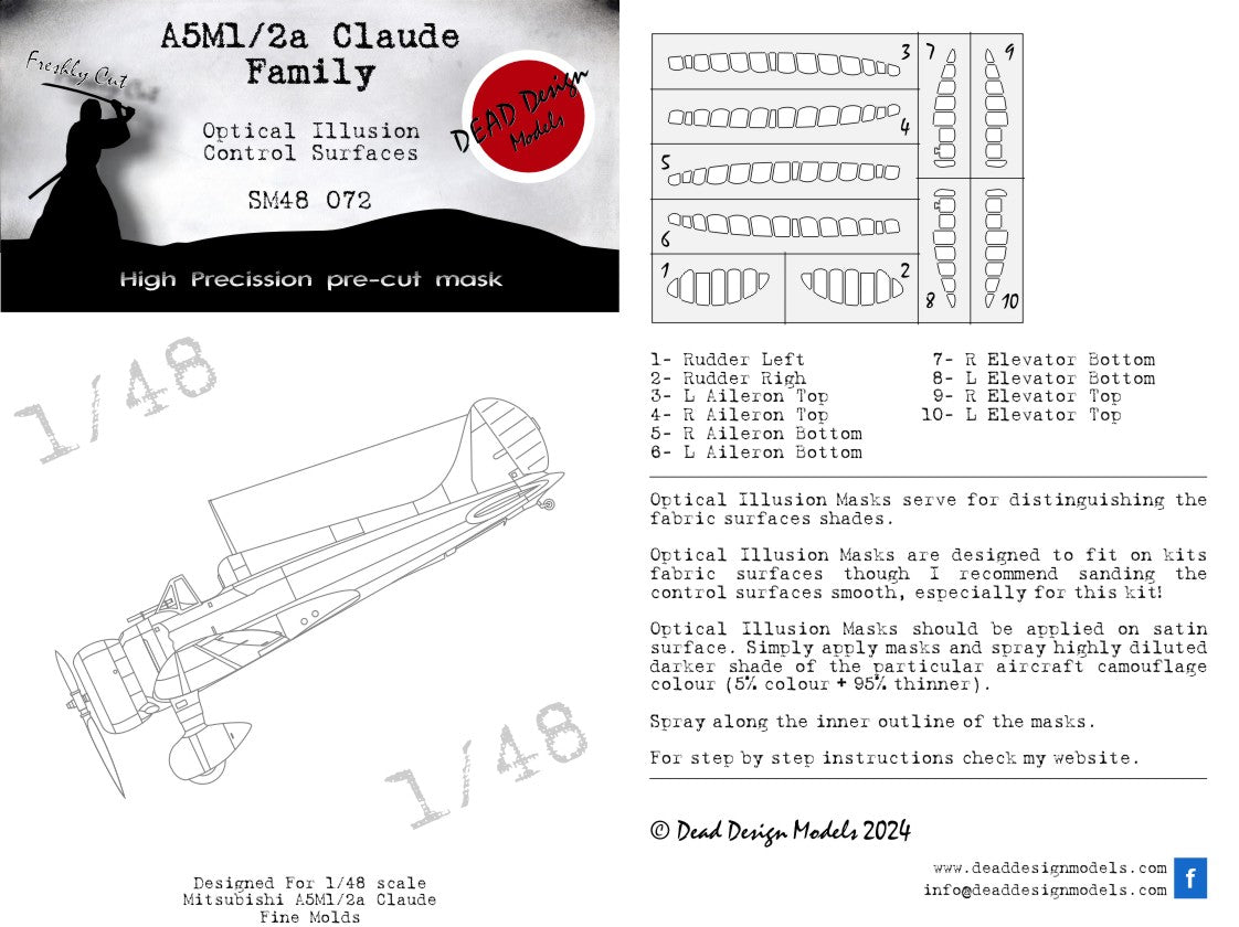 Dead Design DDMSM48072 1:48 A5M1/2 Early 3D Control Surface Mask