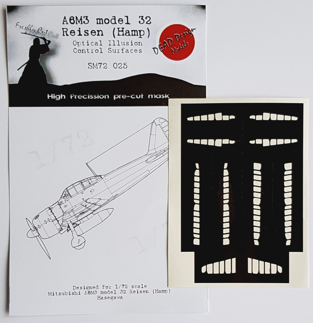Dead Design DDMSM72025 1:72 A6M3 Zero m.32 3D Control Surface Mask