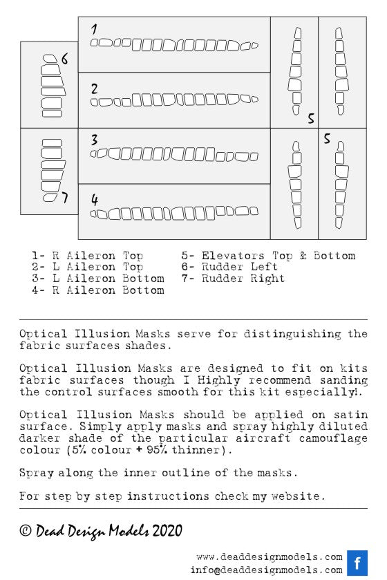 Dead Design DDMSM72026 1:72 A6M3 Zero m.22 3D Control Surface Mask