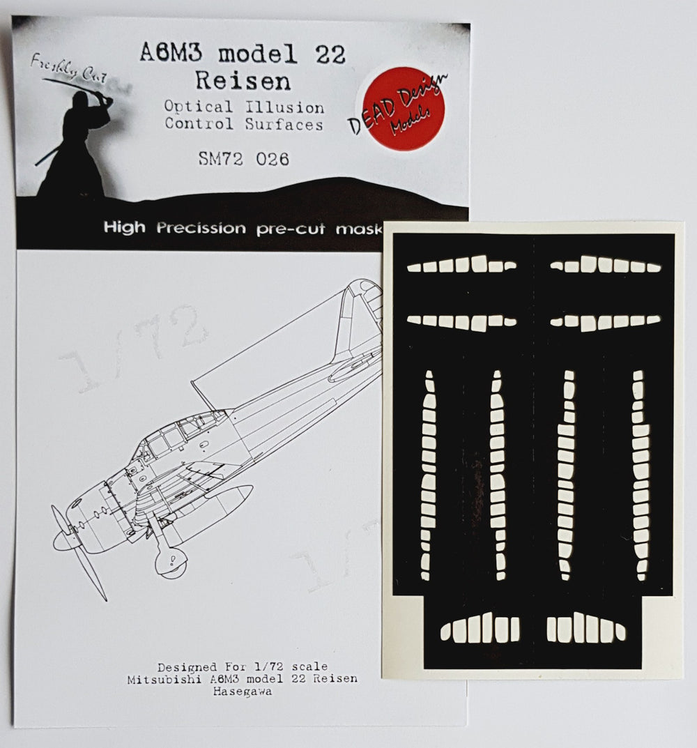 Dead Design DDMSM72026 1:72 A6M3 Zero m.22 3D Control Surface Mask