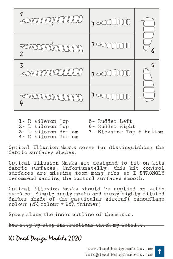 Dead Design DDMSM72032 1:72 Ki-44 Shoki 3D Control Surface Mask