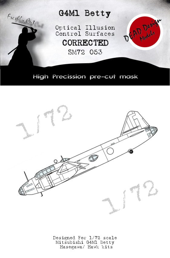 Dead Design DDMSM72053 1:72 G4M1 Betty 3D Effect Control Surface Mask