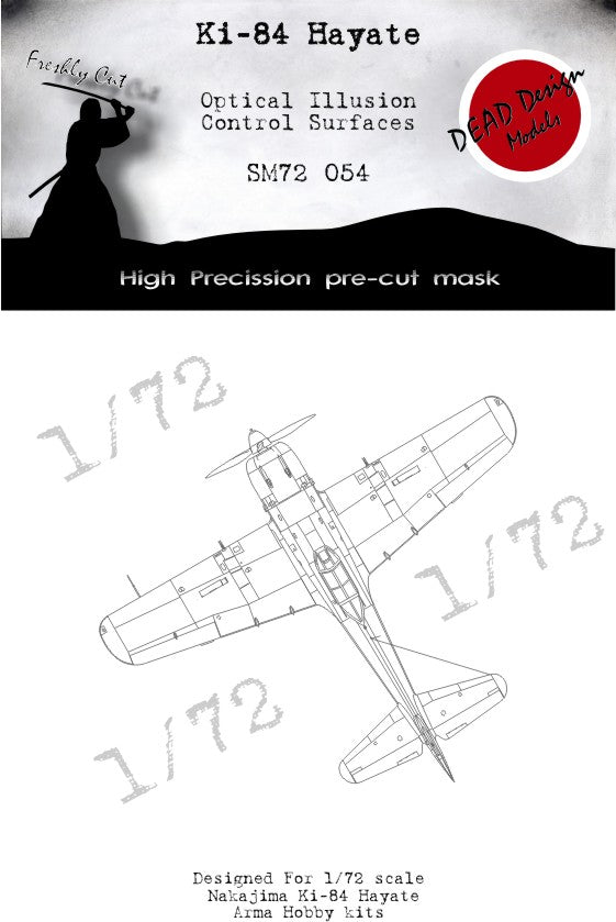 Dead Design DDMSM72054 1:72 Ki-84 Hayate 3D Effect Control Surface Mask