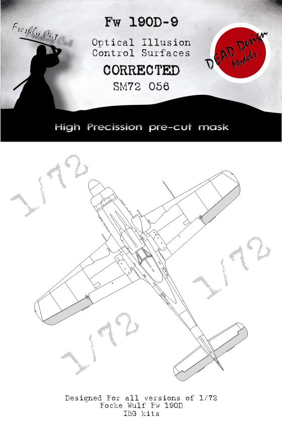 Dead Design DDMSM72056 1:72 Fw-190D 3D Effect Control Surface Mask