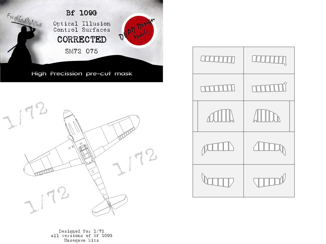 Dead Design DDMSM72075 1:72 Bf-109G 3D Effect Control Surface Mask