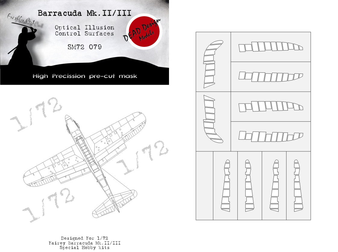 Dead Design DDMSM72079 1:72 Fairey Barracuda 3D Control Surface Mask