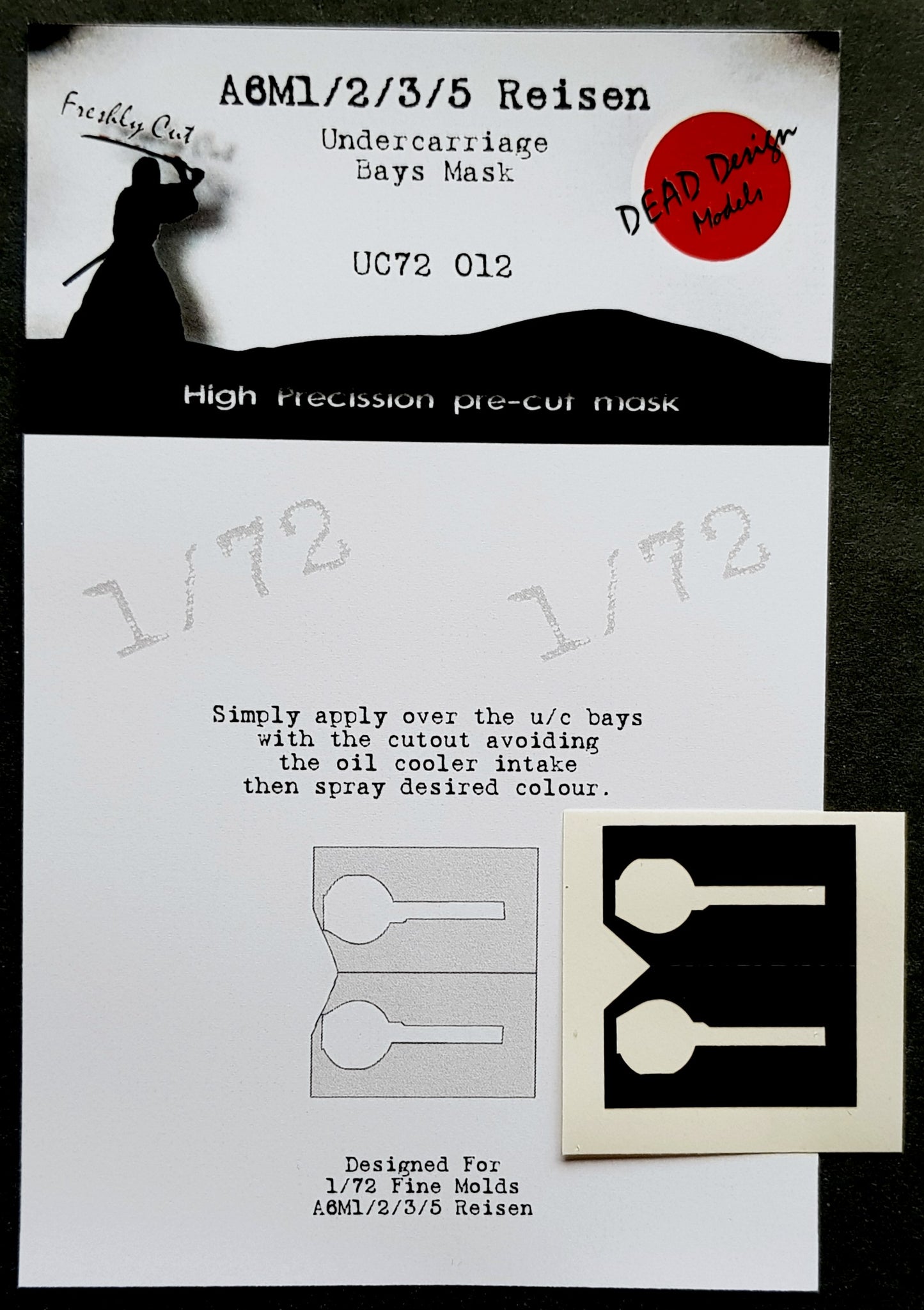 Dead Design DDMUC72012 1:72 A6M1/2/3/5 Zero Wheel Bay Mask