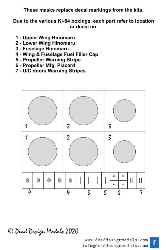 Dead Design DDMVM48105 1:48 Ki-84 Hayate Insignia without white outline