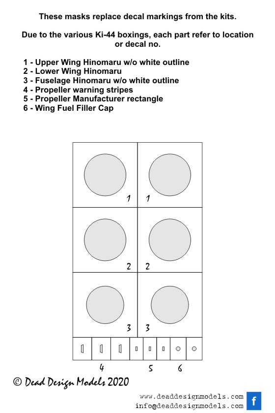Dead Design DDMVM48107 1:48 Ki-44 Shoki Insignia without white outline