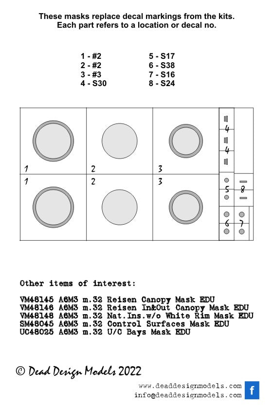 Dead Design DDMVM48147 1:48 A6M3 Zero m.32 Insignia with white outline