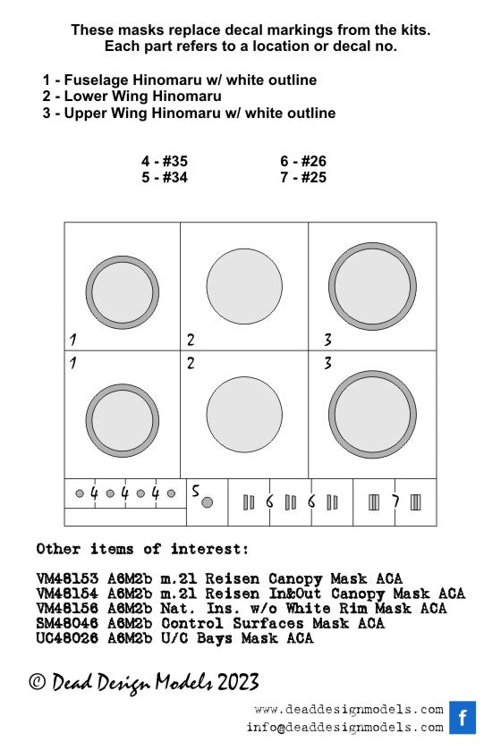 Dead Design DDMVM48155 1:48 A6M2b National Insignia with white outline