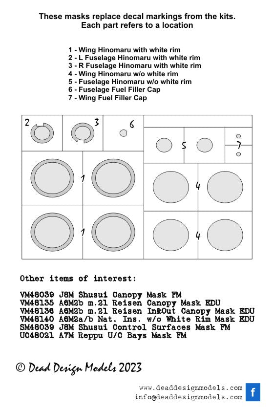 Dead Design DDMVM48158 1:48 Mitsubishi J8M Shusui Insignia & Markings
