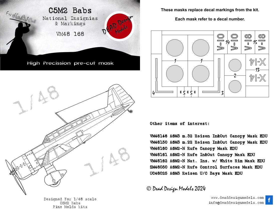 Dead Design Models DDMVM48168 1:48 Mitsubishi C5M2 Babs National Insignia